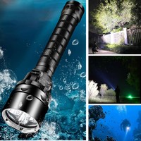 Lampe de plongée LED étanche IP68 à haut lumen, rechargeable, longue portée, torche en aluminium pour l'exploration marine et les activités aquatiques