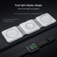 Chargeur sans fil magnétique pliable 3-en-1 15W avec port Type-C pour smartphones compatibles et montres connectées (PD)