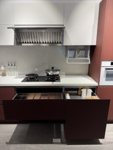 Armoire de cuisine sur mesure en acier inoxydable 304 et bois pour la cuisine à domicile, armoire de cuisine modulaire avec évier - Product Image 3
