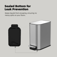 Poubelle à pédale mince rectangulaire de 5 litres poubelle de salle de bain en métal avec couvercle à fermeture silencieuse