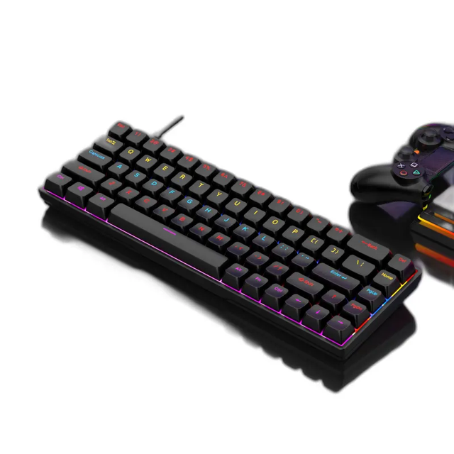 HT High Quality 68-Key Mini Mechanical RGB LED Rechargeable Wireless Hot Swappable Keyboard in Stock for Computers