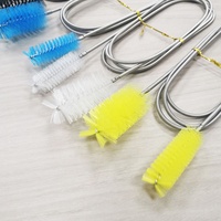 Brosse de nettoyage flexible à double extrémité en nylon écologique avec poignée en acier inoxydable pour filtre de canister et tuyau d'eau, pour aquarium