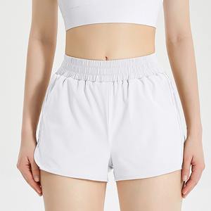 Pantalones cortos deportivos de cintura alta sueltos transpirables de talla grande al por mayor pantalones cortos deportivos de secado rápido para correr, yoga, gimnasio, pantalones cortos deportivos con cordón - Product Image 1