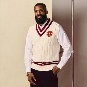 Wholesale Custom Fraternity Greek Organization <strong>Cable</strong> Pullover V Neck Varsity Letterman Man <strong>Knit</strong> Vest <strong>Sweater</strong> With Embroidery OEM - Product Image 4