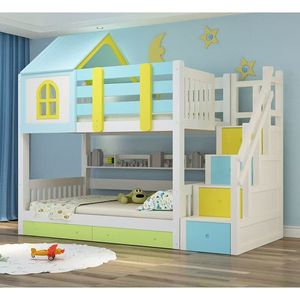 <span class=keywords><strong>Cama</strong></span> <span class=keywords><strong>Doble</strong></span> de Madera <span class=keywords><strong>Montessori</strong></span> Simple con Forma de Casa Europea, Literas para Niñas de Dos Niveles - Product Image 3