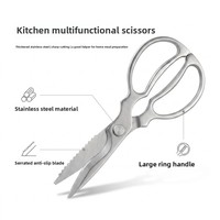 Ciseaux de cuisine en acier inoxydable avec grande poignée en boucle, résistants à la chaleur, pour os, poisson, aliments, ciseaux multi-usages