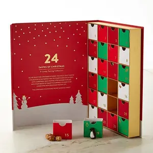 Custom Advent Calendar Empty Luxury Paper Gift Beauty Cosmetic Packaging Countdown Christmas 25 Days Advent Calendar Box