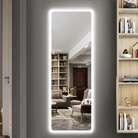 Miroir mural rectangulaire sans cadre Art Déco avec éclairage LED intégré, rétroéclairé, intelligent, pour corps entier, directement de l'usine
