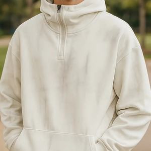 Nueva Sudadera con Capucha Lavada para Hombre - Diseño de Cuello Alto con Media Cremallera, Efecto Retro, Bolsillo Tipo Canguro, Apta para Uso Diario Informal - Product Image 6