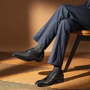 Chaussures décontractées en cuir marron pour hommes, vente en gros d'usine, personnalisables, respirantes, à lacets, pour le bureau et la carrière, toutes saisons - Product Image 2