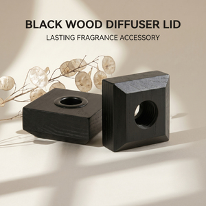 Vietnam WeWood Black Wooden <b>Diffuser</b> Cap Tapered Square Hardwood Scent Lid Metal Collar Luxury Ash Wood Aroma Top - Product Image 1