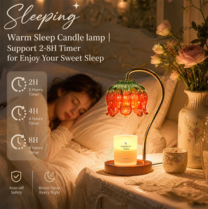 US/EU Plug Strawberry Flowers <strong>Candle</strong> Warmer Lamp With Timer Dimmer for Bedroom Aromatherapy Meditation Yoga Room - Product Image 5