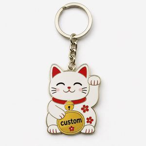 Porte-clés Maneki Neko personnalisés de haute qualité en gros, pendentifs chat porte-bonheur, design mascotte japonaise, porte-clés souvenir - Product Image 2