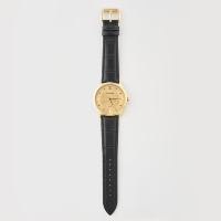 Montre-bracelet classique rétro de luxe à quartz avec calendrier, boîtier plaqué or, bracelet en cuir souple, cadran à aiguilles, cadeau idéal pour le bureau quotidien ou pour couple