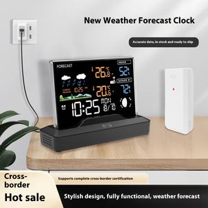 Jam cuaca jam prakiraan cuaca Rf nirkabel, jam rumah termometer higrometer jam Alarm stasiun untuk <span class=keywords><strong>ABS</strong></span> baru - Product Image 2