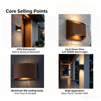 Applique murale LED extérieure haut de gamme en aluminium, éclairage bidirectionnel, étanche IP54, pour villa, porche, jardin, lumière de haute qualité 12W 3000K