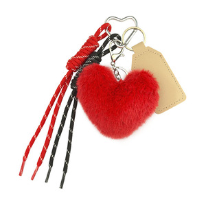 Porte-clés Cœur en Fourrure de Lapin <span class=keywords><strong>Dessin</strong></span> <span class=keywords><strong>Animé</strong></span> Adorable, Corde Tressée, Matériaux Mixtes, Personnalisé, Créatif, Breloque pour Clé de Voiture, Pendentif de Sac, Affaires - Product Image 6