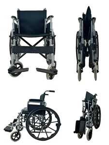 Fabricantes de sillas de ruedas Venta al por mayor Muebles de hospital Acero Manual Silla de ruedas plegable <span class=keywords><strong>China</strong></span> Negro Soporte técnico en línea - Product Image 4