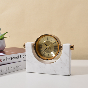 Commercio all'ingrosso <span class=keywords><strong>vintage</strong></span> home hotel stoviglie in marmo orologio da tavolo in marmo antico stile rotondo orologio da tavolo - Product Image 1
