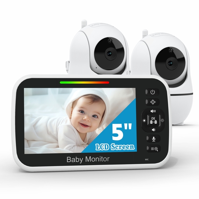 5'.0 Inch Smart Baby Monitor With Two Cameras Baby Phone Pan Tilt Video Baby Monitor