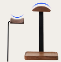 Rak Display Headset Gaming Kayu dan Logam untuk Meja Kerja, Model Kustom Pabrik, Terlaris