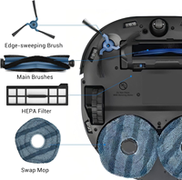 Kit de 21 pièces de rechange et accessoires pour aspirateur robot Eufy X10 Pro Omni : filtre HEPA, tampon de nettoyage, brosse latérale, brosse principale