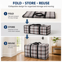 Sac de Déménagement Pliable Robuste à Très Grande Capacité avec Poignées de Transport, en Tissu Imperméable à Fermeture Éclair, pour Rangement de Couettes, Sac Tissé en PP