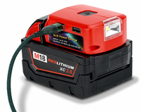Adaptor Pengisi Daya USB Baterai M-18 untuk Peralatan Listrik Milwaukee 18V 15W PD Tipe-C dan Output DC untuk Ponsel Kamera Jam Tangan Pintar