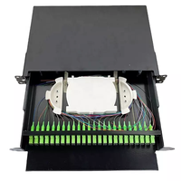 Rak Panel Patch Fiber Optik 1U 24 Port Pemasangan di Rak, Dilengkapi SC SM LIU ODF dari Pabrik