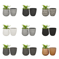 Pot de fleurs classique en fibre de verre en forme de bol pour la décoration de jardin, léger, durable, pour l'extérieur, suspendu, avec finition sculptée à la main