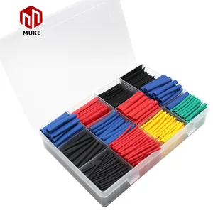 900 buah isolasi warna-warni Sleeving dinding ganda lengan pipa bungkus kawat kabel Kit tabung panas menyusut
