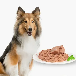 Venta al por mayor de golosinas saludables para perros y gatos, seguridad y salud, alta proteína, baja en grasa, sabor a pollo, comida húmeda para perros, comida enlatada