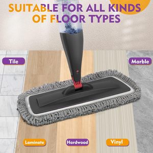 Mopa Plana Mágica para Limpieza de Pisos Domésticos y Comerciales, 3 Cabezales de Microfibra, Botella de 800 ml con Rociador, Mopa Giratoria para Limpiar Pisos - Product Image 3
