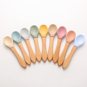 批发不含 BPA 无毒食品级可重复使用餐勺礼品餐具婴儿硅胶勺叉套装儿童用 - Product Image 3