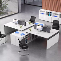Poste de travail moderne pour 4 personnes, cloison de bureau, poste de travail en forme de L pour 4 personnes, mobilier de poste de travail
