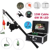 Caméra de pêche sous-marine Sea Wheel portable IP68 avec écran couleur HD de 7 pouces, en alliage d'aluminium, objectif fisheye, câble de 30 m/20 m, lumières LED IR de 6 W