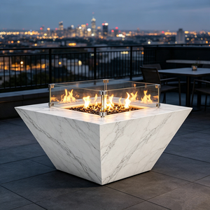 Cheminée extérieure moderne au bioéthanol avec flamme réelle sans fumée et verre de sécurité pour terrasse, toit, restaurant, hôtel, jardin, villa - Product Image 1