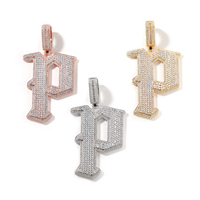 Pendentif lettre P en or massif UWIN Capital CZ, collier avec initiale glacée, bijoux hip-hop pour rappeur, prêt à être expédié