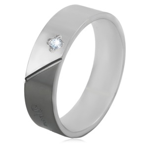 yunnique <b>Titanium</b> Steel Diamond <b>Ring</b> Round Brilliant Cut Unisex Wedding Band Everyday Wear - Product Image 1