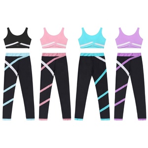 Camiseta Deportiva para Niñas de 6 a 16 Años, Top Deportivo con Leggings para Patinaje Artístico, Yoga, Ejercicio, Gimnasia, Ropa de Entrenamiento, Danza - Product Image 1