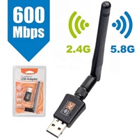 Kartu Jaringan Nirkabel USB2.0 Berkualitas Tinggi 2.4G 5.8G 600Mbps Adaptor Konektor Wifi USB Adaptor Wifi Penerima Nirkabel untuk PC