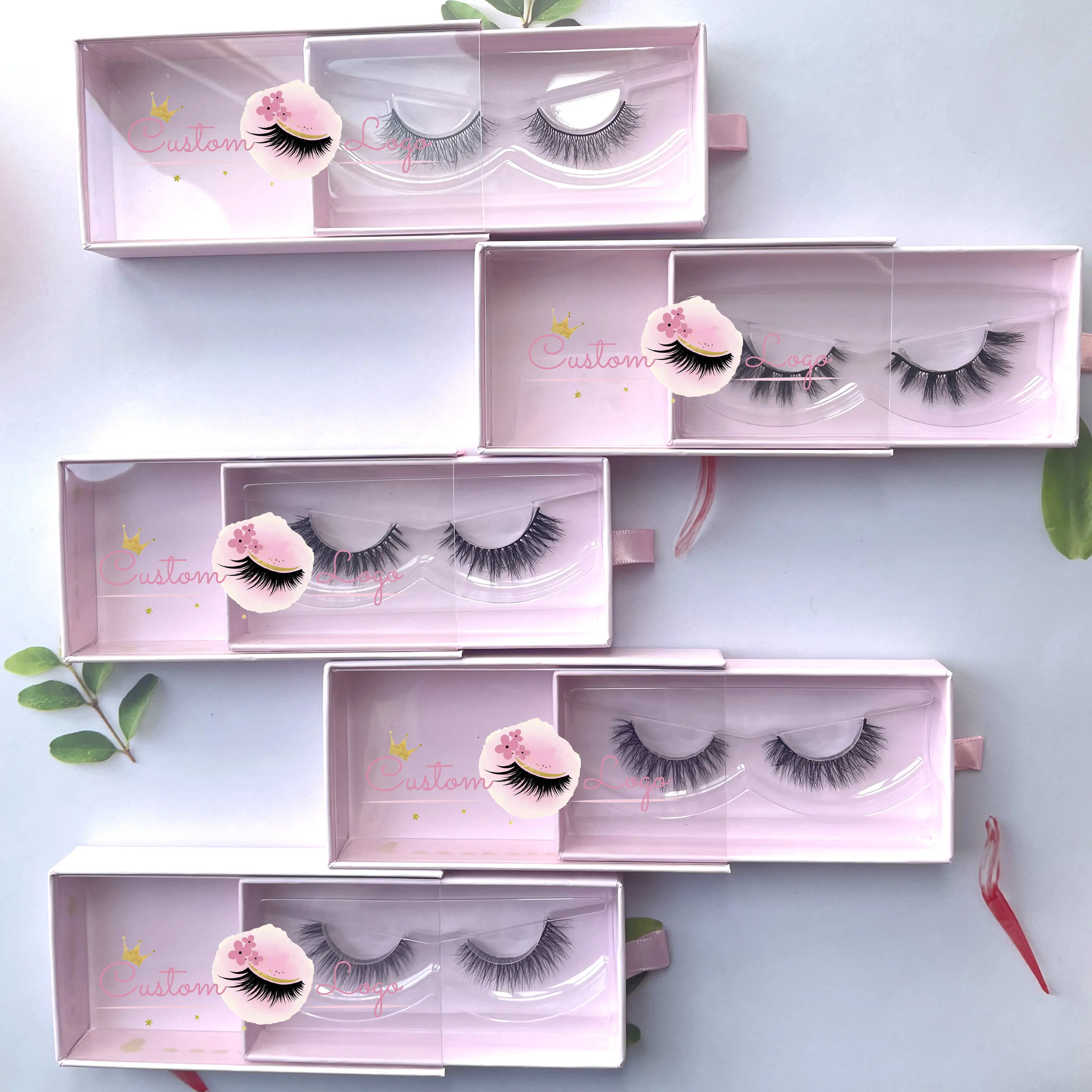 Wholesale 3d Natural Eyelashes Faux Mink Eyelashes With Customized Box 8-12mm Soft Natural short False Eyelashes