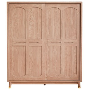Muebles Hengke, Armario de Madera Maciza con Puerta Corredera, Color Natural, Armario de Almacenamiento para Dormitorio, Diseño Moderno y Minimalista - Product Image 4