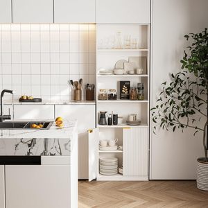Estantería alta <span class=keywords><strong>con</strong></span> puerta, estante de exhibición de estantería de pie, <span class=keywords><strong>muebles</strong></span> de decoración del hogar <span class=keywords><strong>para</strong></span> sala de estar - Product Image 3