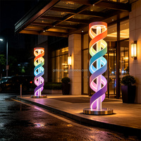 Sculpture de colonne lumineuse LED en spirale torsadée pour extérieur, en acier inoxydable 304 et acrylique, décoration paysagère