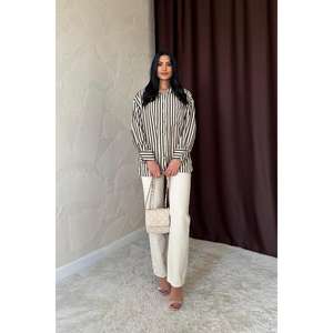 Blusas y Camisas a Rayas Color Caqui para Mujer al por Mayor, para Comodidad y Estilo - Product Image 3