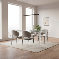 Table de salle à manger rectangulaire de luxe pour 6 personnes, en verre et acrylique, faite à la main, style nordique moderne, assemblée pour mariages