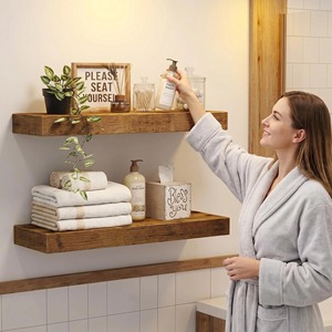 Wooden Wall Mounted <b>Shelf</b> Rectangle Corner Mount Durable Storage Rack For Bathroom Personal Care Books Pet Supplies Custom Size - Product Image 1