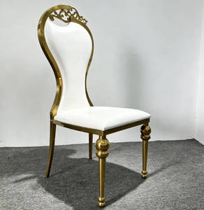 Sillas <span class=keywords><strong>de</strong></span> Acero Inoxidable Blancas con PU y Tallado Barroco Calado para Eventos, Bodas y Cenas - Product Image 4