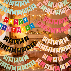 Bannière en papier doré de qualité supérieure pour la vente en gros, idéale pour les décorations de fêtes d'<span class=keywords><strong>anniversaire</strong></span> et les événements, bannière Joyeux <span class=keywords><strong>Anniversaire</strong></span> à motif queue de poisson estampée - Product Image 1